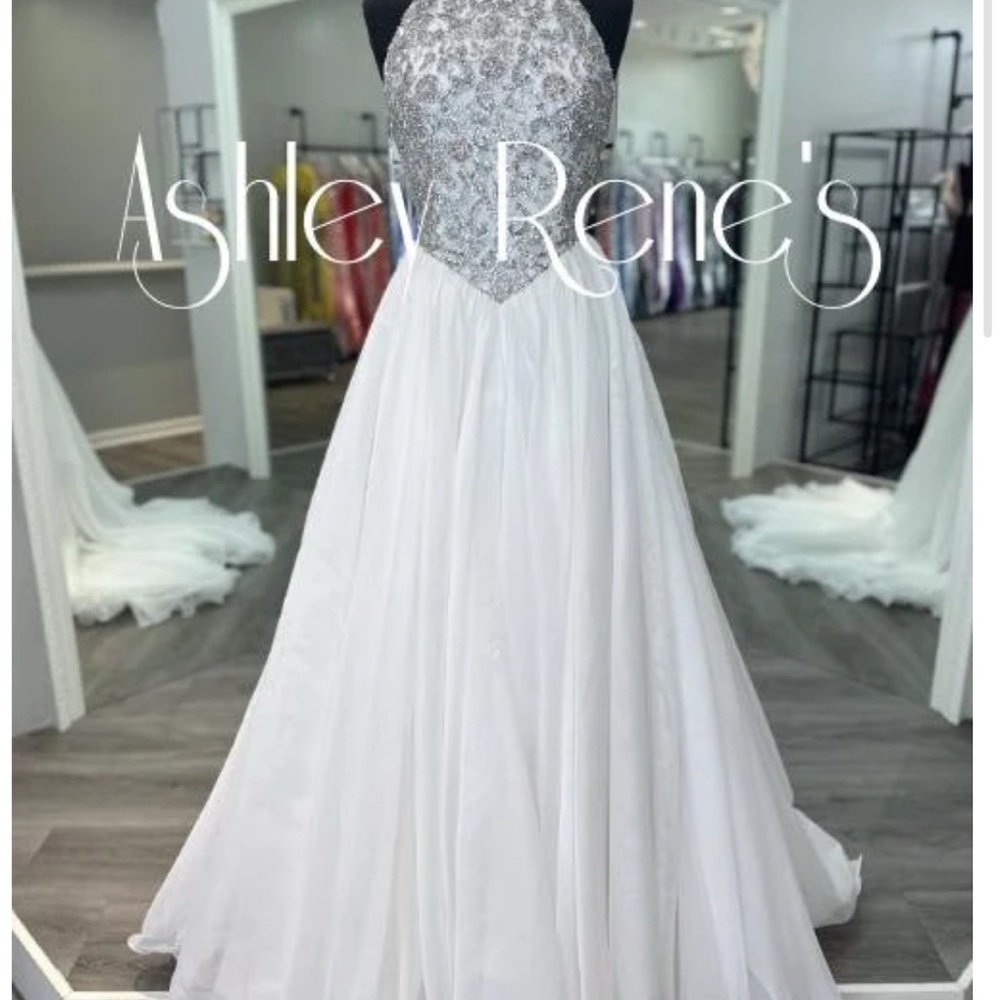 Sherri Hill White and Silver Embellished Dress